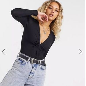 top shop black long sleeve body suit
